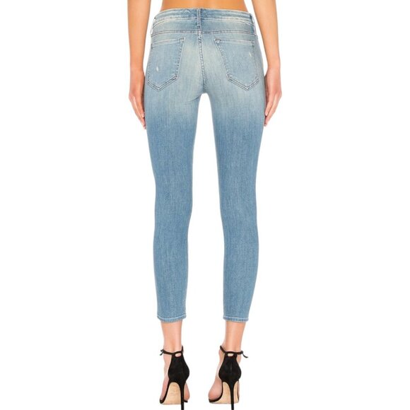 Mother The Looker Crop Jeans Size 29 In Shake Well Wash Blue Stretch Distressed - Picture 13 of 16